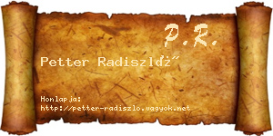 Petter Radiszló névjegykártya